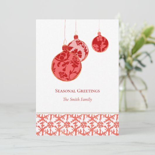 赤いエレガントフローラミニマルオーナメント シーズンカード (スタンド正面)
