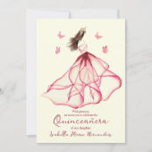 赤いエレガントフローラリリーウォーターカラーキンセアニラ 招待状 (正面)