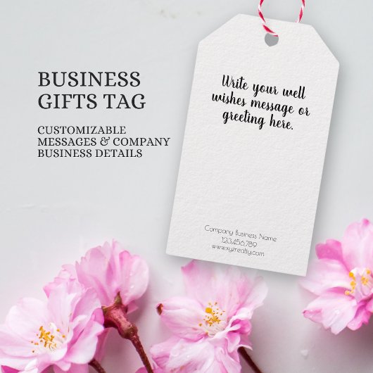 赤いエレガントフローラ背景ビジネス名とロゴ ギフトタグ