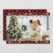 赤いエレガントプライド植物写真メリークリスマス シーズンカード (正面/裏面)