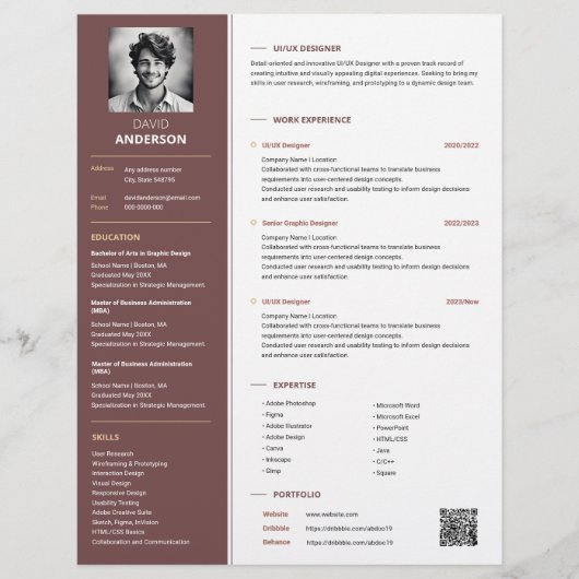 赤いエレガントプロフェッショナルの再開テンプレート (正面)