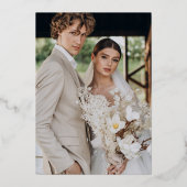 赤いエレガントホイルのスクリプ結婚ト写真 箔招待状 (裏面)