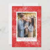 赤いエレガントポインセチアと松の円錐写真 シーズンカード (正面)