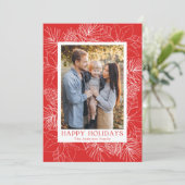 赤いエレガントポインセチアと松の円錐写真 シーズンカード (スタンド正面)