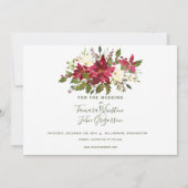 赤いエレガントポインセチアのクリスマスは日付を保存 招待状 (裏面)