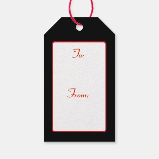 赤いエレガントポインセチアをブラック ギフトタグ (裏面)