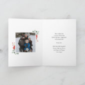 赤いエレガントポインセチアフローラモダンスクリプト シーズンカード (内部)