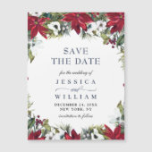 赤いエレガントポインセチア日付の磁気カードを保存 (正面)