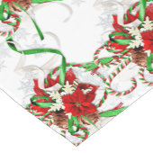 赤いエレガントポインセチア・キャンディ・カンと雪の結晶 ショートテーブルランナー (コーナー)