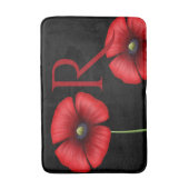 赤いエレガントポピズモノグラムブラックバスマット バスマット (正面縦)