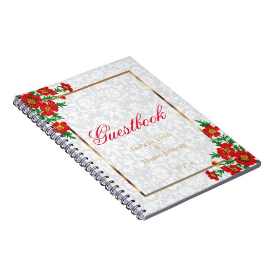 赤いエレガントポピーの花 – Guestbook ノートブック (右側)