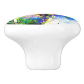 赤いエレガントポピークラシック赤いフローラ水色 セラミックノブ (側面)