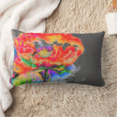 赤いエレガントポピークラシック赤いフローラ水色 ランバークッション (ブランケット)