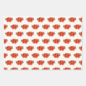 赤いエレガントポピーフローラの水色 ラッピングペーパーシート (正面2)