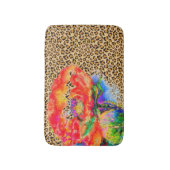 赤いエレガントポピー赤いフローラヒョウcheetaアクセント バスマット (正面縦)