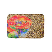 赤いエレガントポピー赤いフローラヒョウcheetaアクセント バスマット (正面)