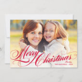 赤いエレガントメリークリスマススクリプトの写真 シーズンカード (正面)