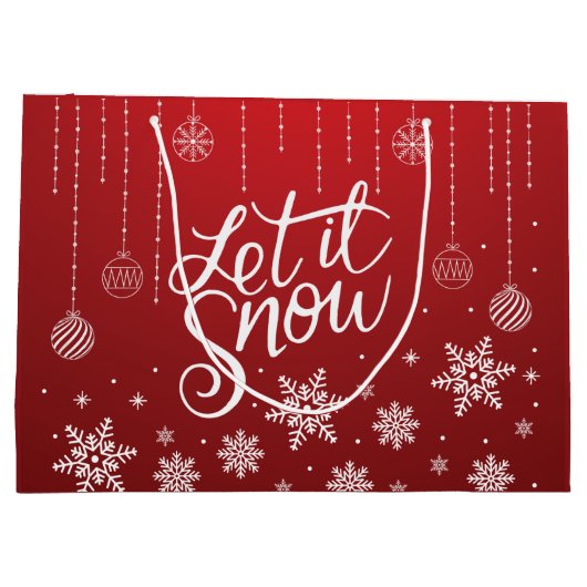 赤いエレガントメリークリスマス ラージペーパーバッグ (裏面)