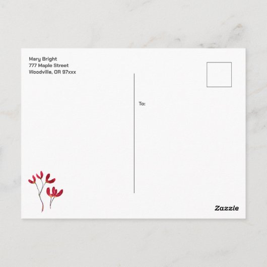 赤いエレガントメ日本のエデの木の種子の水色 ポストカード (裏面)