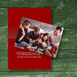 赤いエレガントモダン休日の写真ありがとう カード