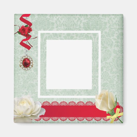 赤いエレガントリボンでマグネットを作る マグネット (正面)