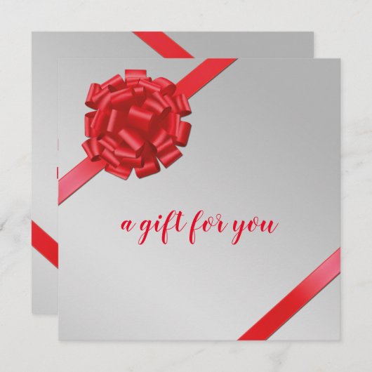 赤いエレガントリボンと弓ギフトラップギフトカード (正面/裏面)