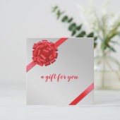 赤いエレガントリボンと弓ギフトラップギフトカード (スタンド正面)