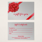 赤いエレガントリボンと弓ギフトラップギフトカード (正面&裏面)