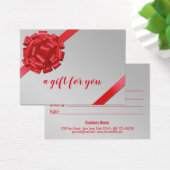 赤いエレガントリボンと弓ギフトラップギフトカード (デスク)