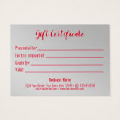 赤いエレガントリボンと弓ギフトラップギフトカード (裏面)