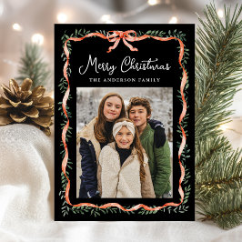 赤いエレガントリボンと緑の黒2枚の写真 シーズンカード