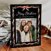 赤いエレガントリボンと緑の黒2枚の写真 シーズンカード