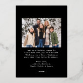 赤いエレガントリボンと緑の黒2枚の写真 箔シーズンカード (裏面)