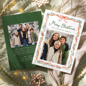 赤いエレガントリボンと緑2枚の写真 シーズンカード