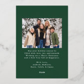 赤いエレガントリボンと緑2枚の写真 箔シーズンカード (裏面)