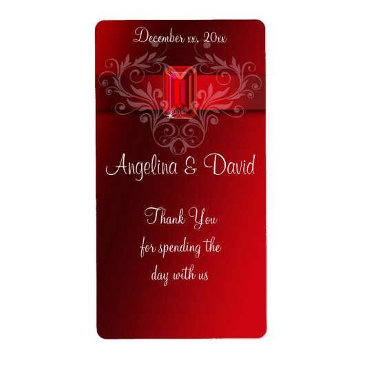 赤いエレガントリボン、ルビー ラベル (正面)