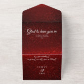 赤いエレガントロマンチックな書結婚道 オールインワン招待状 (外側)