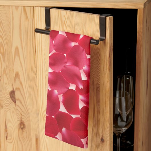 赤いエレガントローズ花びらロマンチックなキッチンタオル キッチンタオル (三つ折り)