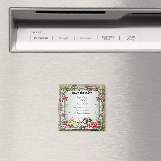 赤いエレガントロ素朴スは日付磁石を保存 マグネット (インサイチュ (食洗機))