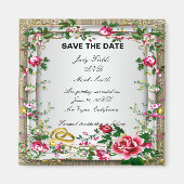 赤いエレガントロ素朴スは日付磁石を保存 マグネット (正面)