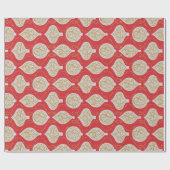 赤いエレガント休日のオーナメントパターンのギフトラップ ラッピングペーパー (フラット)