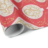 赤いエレガント休日のオーナメントパターンのギフトラップ ラッピングペーパー (ロールコーナー)