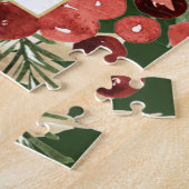 赤いエレガント休日フローラクリスマスフォト ジグソーパズル (側面)