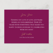 赤いエレガント個人用フォトフレームと文字 ポストカード (裏面)