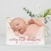 赤いエレガント写真の休日の誕生のお知らせ シーズンカード (スタンド正面)