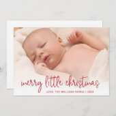 赤いエレガント写真の休日の誕生のお知らせ シーズンカード (正面/裏面)