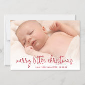 赤いエレガント写真の休日の誕生のお知らせ マグネット招待状 (正面)