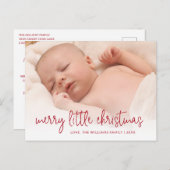 赤いエレガント写真の休日の誕生のお知らせ 案内ポストカード (正面/裏面)