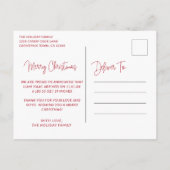 赤いエレガント写真の休日の誕生のお知らせ 案内ポストカード (裏面)