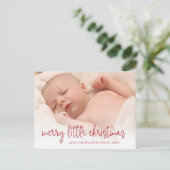 赤いエレガント写真の休日の誕生のお知らせ 案内ポストカード (スタンド正面)